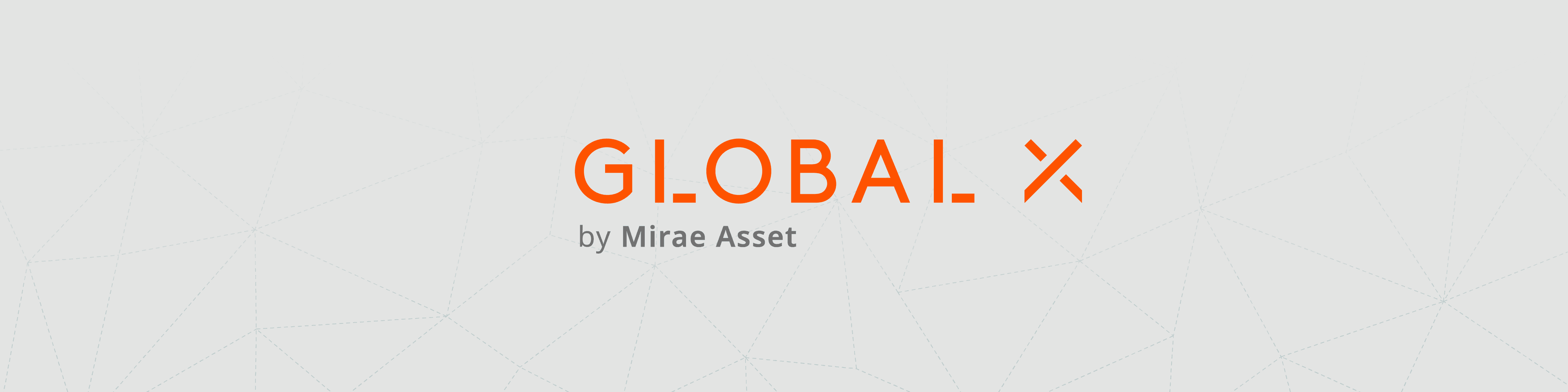 GLOBAL X logo with 'by Mirae Asset' text on a light gray background.